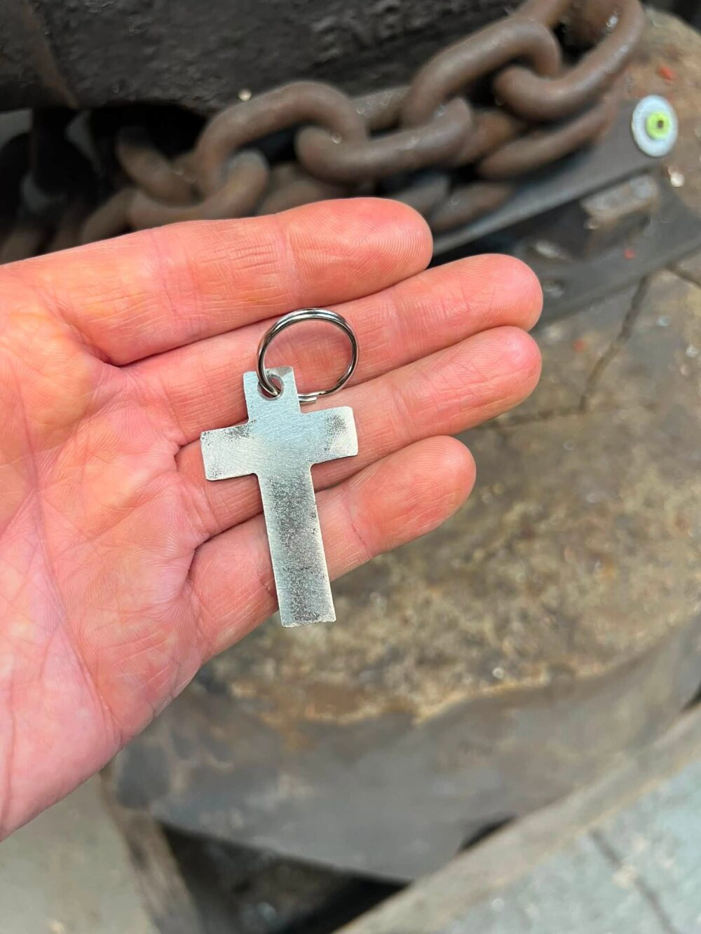 Steel Cross Keyring / Religion / Good Luck