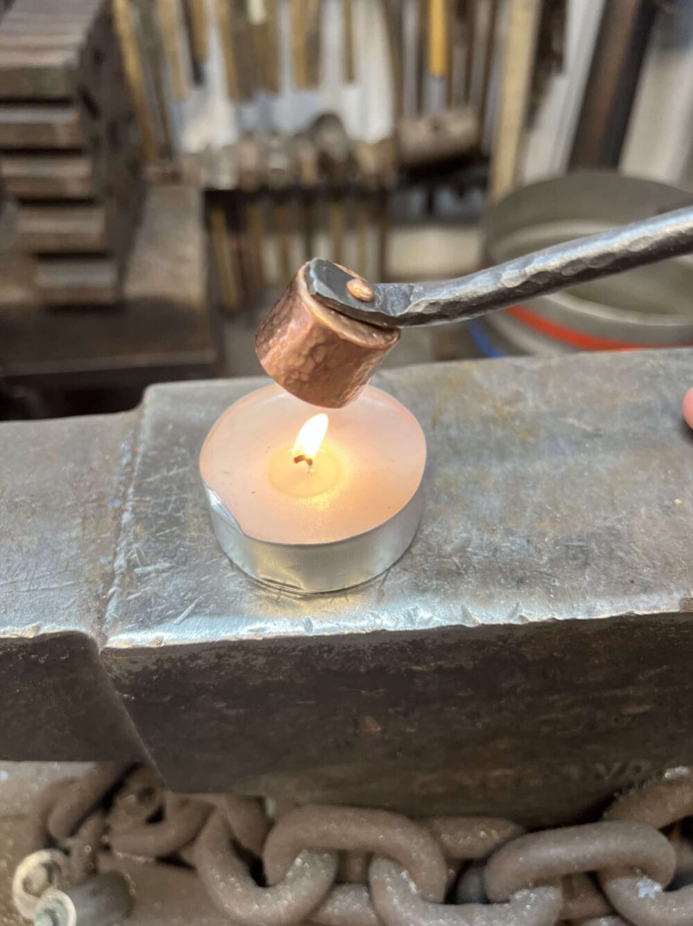 Hand-Forged Steel & Copper Candle Snuffer